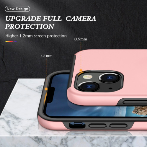 Cas protecteur magnétique PC + TPU avec support d'anneau invisible pour iPhone 13 (or rose) SH802D1665-07