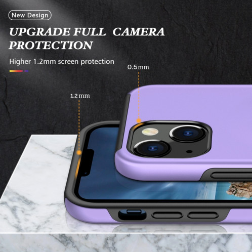 Cas protecteur magnétique PC + TPU avec support d'anneau invisible pour iPhone 13 (violet) SH802G25-07