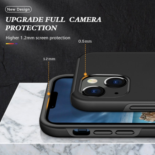 PC + TPU Cas de protection magnétique antichoc avec porte-bague invisible pour iPhone 13 Pro (Noir) SH803A1821-07