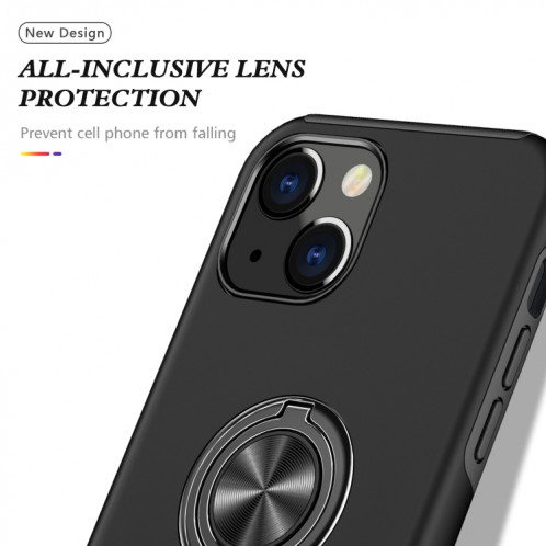 PC + TPU Cas de protection magnétique antichoc avec porte-bague invisible pour iPhone 13 Pro (Noir) SH803A1821-07