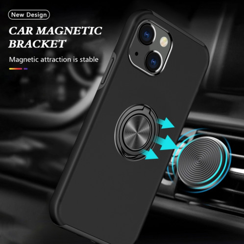 PC + TPU Cas de protection magnétique antichoc avec porte-bague invisible pour iPhone 13 Pro (Noir) SH803A1821-07