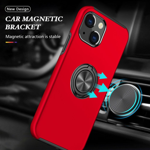 Cas protecteur magnétique PC + TPU avec support d'anneau invisible pour iPhone 13 Pro (rouge) SH803B759-07