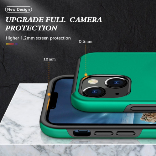 Cas protecteur magnétique PC + TPU avec porte-bague invisible pour iPhone 13 Pro (vert foncé) SH803E1393-07
