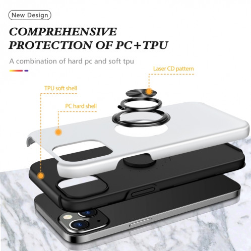 Cas protecteur magnétique PC + TPU avec porte-bague invisible pour iPhone 13 Pro (argent) SH803F1240-07