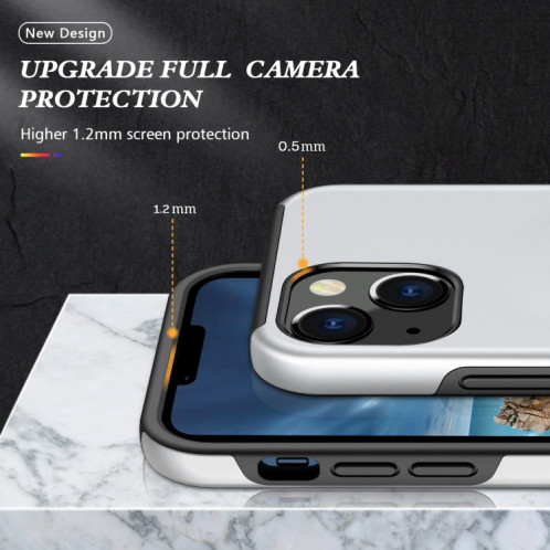 Cas protecteur magnétique PC + TPU avec porte-bague invisible pour iPhone 13 Pro (argent) SH803F1240-07