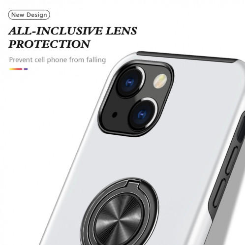 Cas protecteur magnétique PC + TPU avec porte-bague invisible pour iPhone 13 Pro (argent) SH803F1240-07