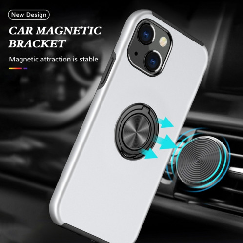 Cas protecteur magnétique PC + TPU avec porte-bague invisible pour iPhone 13 Pro (argent) SH803F1240-07