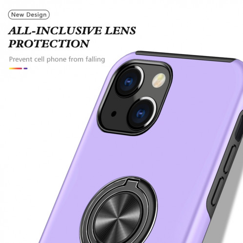 Cas protecteur magnétique PC + TPU avec porte-bague invisible pour iPhone 13 Pro (violet) SH803G1996-07