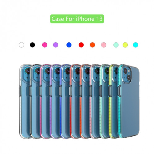 TPU Cas de protection antichoc double couleur pour iPhone 13 (rose) SH002D1160-05
