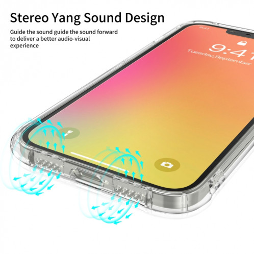 Bouclier de protection anti-chenille Lesudesign Rhino Série TPU TPU TRANSPARENT TRANSPERENT Cas de protection avec une conception de conversion sonore pour iPhone 13 (transparent) SH602A1915-07
