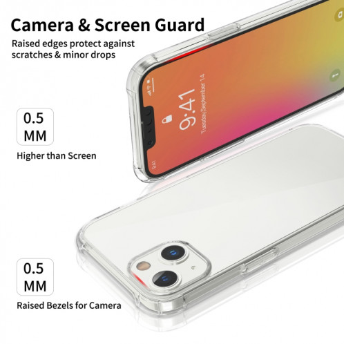 Bouclier de protection anti-chenille Lesudesign Rhino Série TPU TPU TRANSPARENT TRANSPERENT Cas de protection avec une conception de conversion sonore pour iPhone 13 (transparent) SH602A1915-07