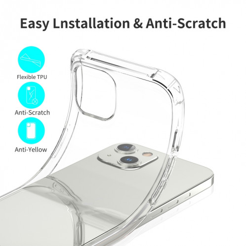 Bouclier de protection anti-chenille Lesudesign Rhino Série TPU TPU TRANSPARENT TRANSPERENT Cas de protection avec une conception de conversion sonore pour iPhone 13 (transparent) SH602A1915-07