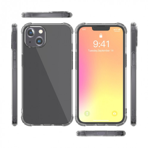 TPU TPU TPU TPU TPU TRANSPARENT TRANSPARENT CAS DE PROTECTION DE TÉLÉPHONE AVEC CONCEPTION DE CONVERSION SON POUR IPHONE 13 (Noir transparent) SH602B577-07