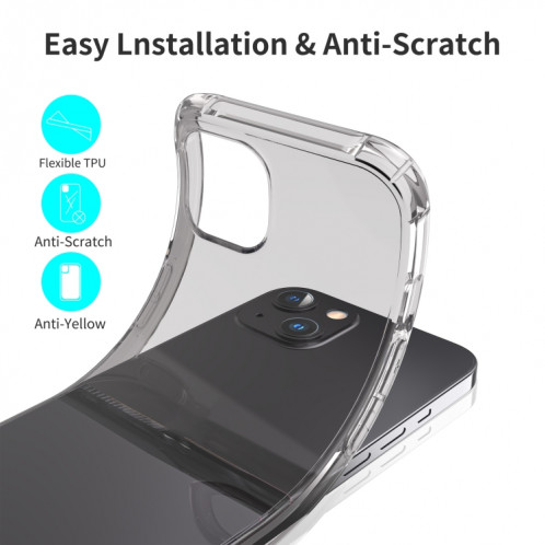 TPU TPU TPU TPU TPU TRANSPARENT TRANSPARENT CAS DE PROTECTION DE TÉLÉPHONE AVEC CONCEPTION DE CONVERSION SON POUR IPHONE 13 (Noir transparent) SH602B577-07