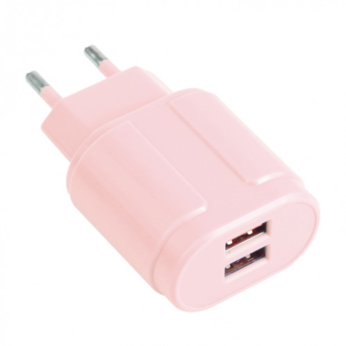 13-22 2.1A Dual USB Macarons Chargeur de voyage, Plug UE (rose) SH401A635-07