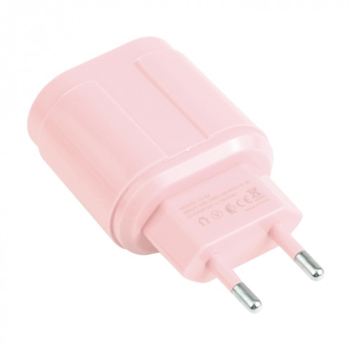 13-22 2.1A Dual USB Macarons Chargeur de voyage, Plug UE (rose) SH401A635-07