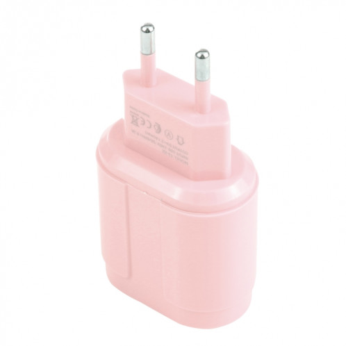 13-22 2.1A Dual USB Macarons Chargeur de voyage, Plug UE (rose) SH401A635-07