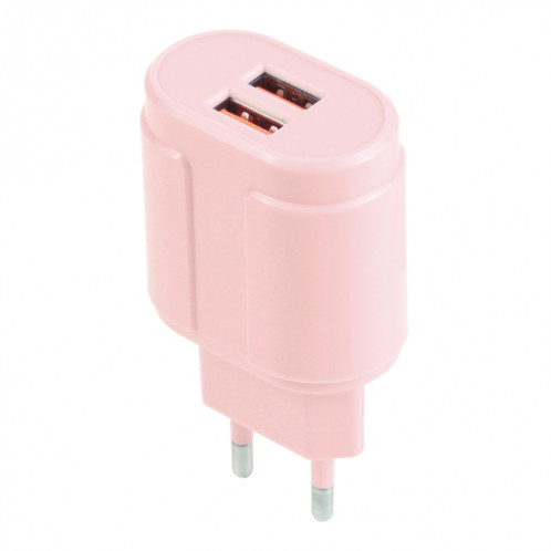 13-22 2.1A Dual USB Macarons Chargeur de voyage, Plug UE (rose) SH401A635-07