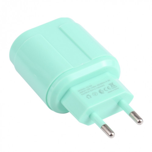 13-22 2.1A Dual USB Macarons Chargeur de voyage, Plug UE (Vert) SH401B510-07