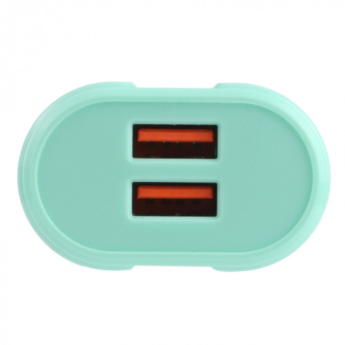 13-22 2.1A Dual USB Macarons Chargeur de voyage, Plug UE (Vert) SH401B510-07