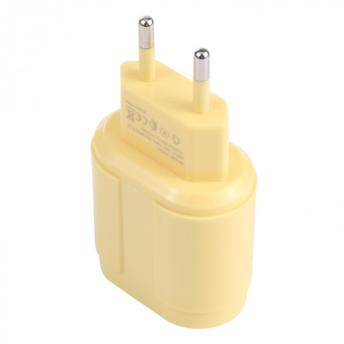 13-22 2.1A Dual USB Macarons Chargeur de voyage, Bouchon UE (Jaune) SH401D150-07