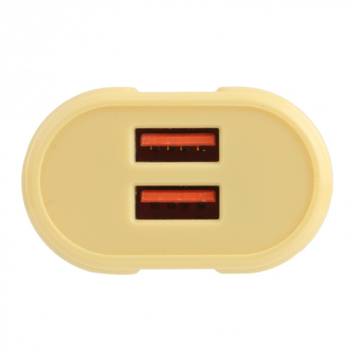 13-22 2.1A Dual USB Macarons Chargeur de voyage, Bouchon UE (Jaune) SH401D150-07