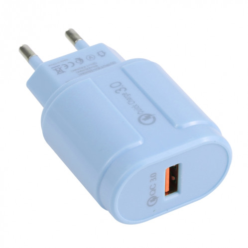 13-3 QC3.0 Accès à l'interface USB unique Chargeur de voyage, Plug UE (bleu) SH701C1448-07