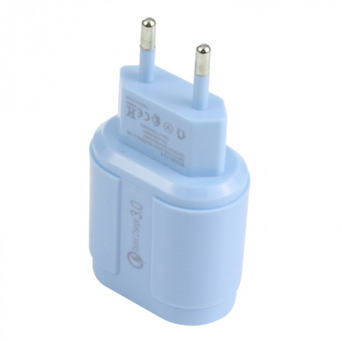 13-3 QC3.0 Accès à l'interface USB unique Chargeur de voyage, Plug UE (bleu) SH701C1448-07