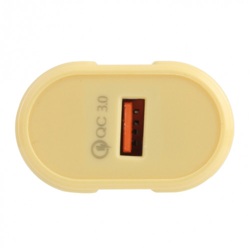 13-3 QC3.0 Macarons d'interface USB unique Chargeur de voyage, Plug UE (Jaune) SH701D1680-07
