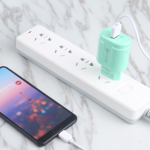 13-3 QC3.0 Macarons d'interface USB unique Chargeur de voyage, Plug UE (Jaune) SH701D1680-07