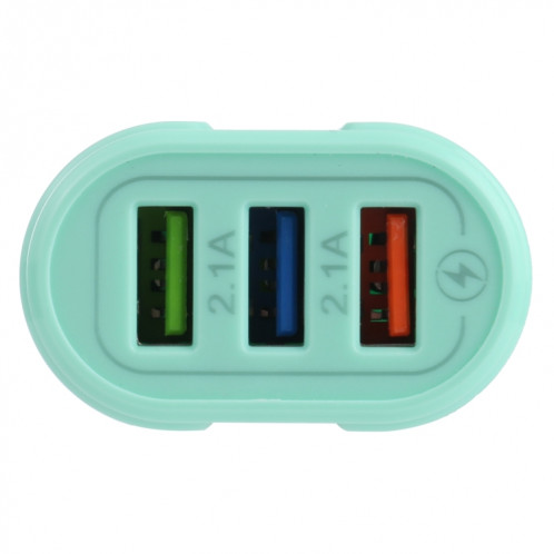 13-222 QC3.0 USB + 2.1A DUAL PORTS USB MACARONS Chargeur de voyage, Plug UE (Vert) SH901B1110-07