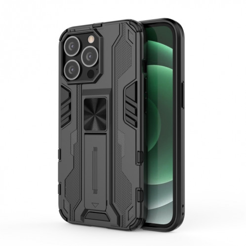 PC + TPU Cas de protection anti-choc de TPU avec support pour iPhone 13 Pro (Noir) SH903A177-07
