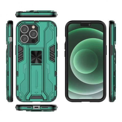 Supersonique PC + TPU Cas de protection anti-choc avec support pour iPhone 13 Pro (Vert) SH903C1224-07