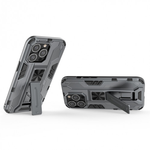 Étui de protection anti-chocs Supersonic PC + TPU avec support pour iPhone 13 Pro (gris) SH903E1147-07