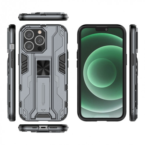 Étui de protection anti-chocs Supersonic PC + TPU avec support pour iPhone 13 Pro (gris) SH903E1147-07