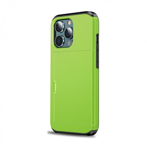 Étui de protection des armures antichoc avec fente de la carte à diapositives pour iPhone 13 Pro (Vert) SH703E723-07