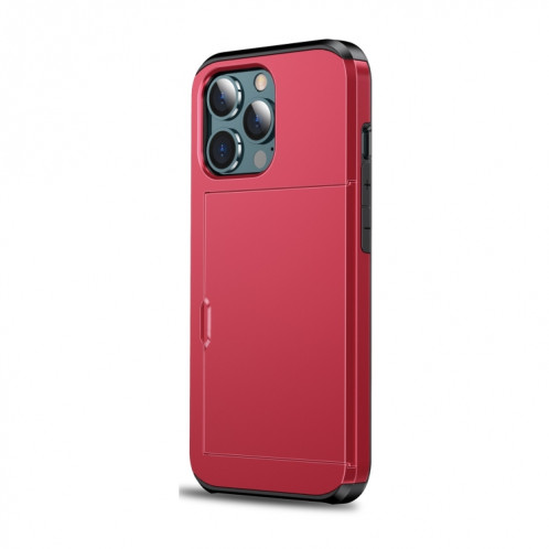 Cas protecteur d'armure antichoc avec fente de carte de diapositive pour iPhone 13 Pro (rouge) SH703K240-07