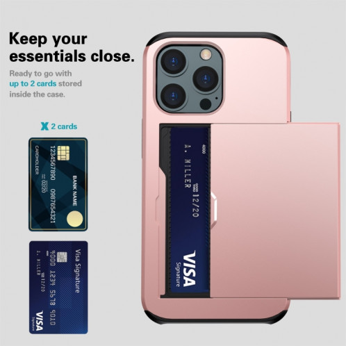 Étui de protection des armures antichoc avec fente de la carte à diapositives pour iPhone 13 Pro (Vert) SH703E723-07