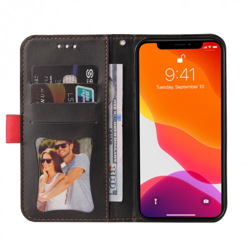 Couleur d'entreprise Couleur Horizontale Flip PU Coque en cuir PU avec porte-carte et cadre photo pour iPhone 13 mini (rouge) SH602A1884-07