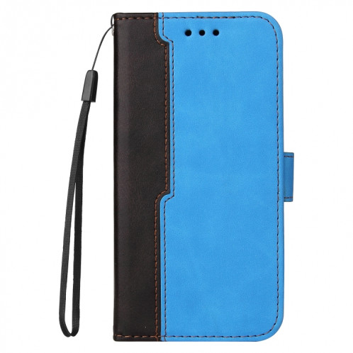 Couture d'entreprise Couleur Horizontal Horizontal Boîtier en cuir PU avec porte-carte et cadre photo pour iPhone 13 mini (bleu) SH602D88-07