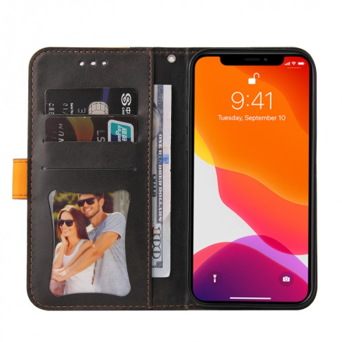 Couture d'entreprise Couleur Horizontal Horizontal Boîtier en cuir PU avec porte-carte et cadre photo pour iPhone 13 mini (orange) SH602E423-07
