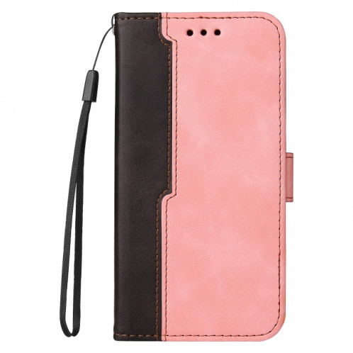 Couture d'entreprise Couleur-Couleur Horizontal Boîtier en cuir PU avec porte-carte et cadre photo pour iPhone 13 mini (rose) SH602F1511-07