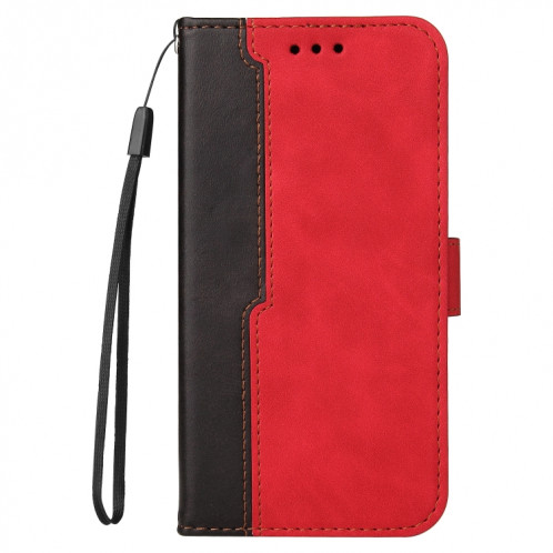 Couture d'entreprise Couleur-Couleur Horizontal Flip PU Coque en cuir PU avec porte-carte et cadre photo pour iPhone 13 (rouge) SH603A1585-07