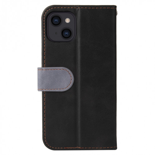 Couture d'entreprise Couleur-Couleur Horizontal Flip PU Coque en cuir PU avec porte-carte et cadre photo pour iPhone 13 (gris) SH603C255-07