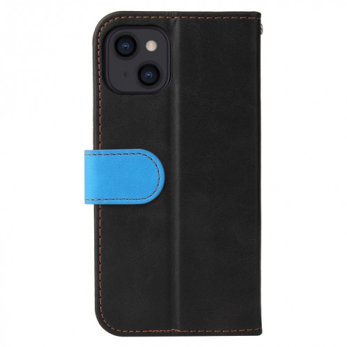 Couture d'entreprise Couleur Horizontale Horizontal Boîtier en cuir PU avec porte-carte et cadre photo pour iPhone 13 (bleu) SH603D1233-07