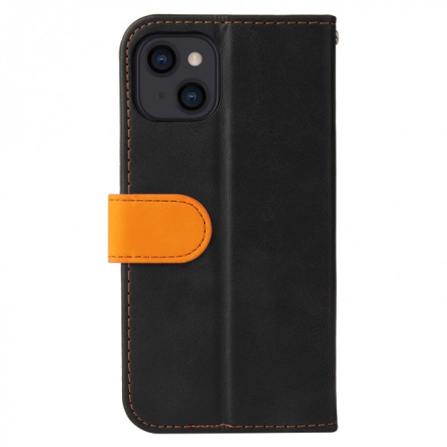 Couture d'entreprise Couleur Horizontal Horizontal Boîtier en cuir PU avec porte-carte et cadre photo pour iPhone 13 (Orange) SH603E343-07