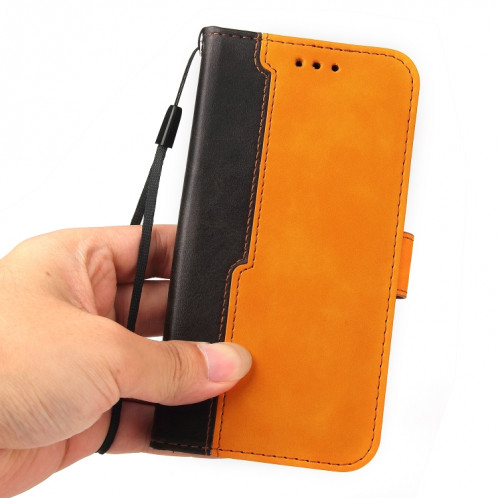 Couture d'entreprise Couleur Horizontal Horizontal Boîtier en cuir PU avec porte-carte et cadre photo pour iPhone 13 (Orange) SH603E343-07