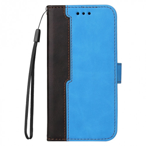 Couture d'entreprise Couleur Horizontal Horizontal Boîtier en cuir PU avec porte-carte et cadre photo pour iPhone 13 Pro (Bleu) SH604D1310-07