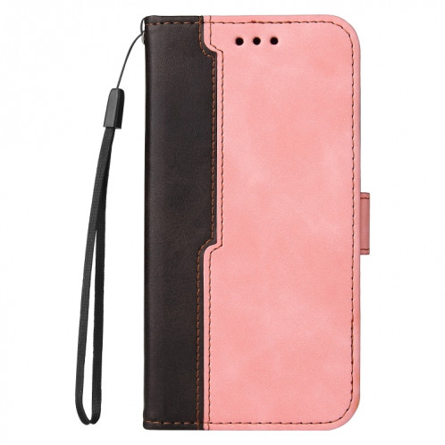 Couture d'entreprise Couleur Horizontal Horizontal Boîtier en cuir PU avec porte-carte et cadre photo pour iPhone 13 Pro (rose) SH604F1430-07