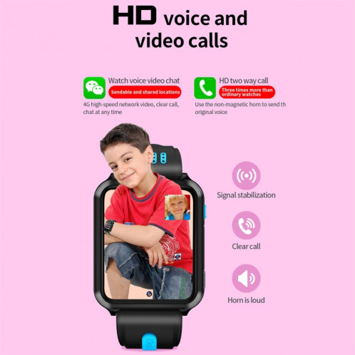 W5 1.54 pouces Screen Full-Fit Screen Dual Cameras Smart Phone Watch, Support Card SIM / Suivi GPS / Trajectoire en temps réel / Surveillance de la température, 1 Go + 8 Go (Bleu noir) SH901C488-08